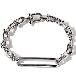 Sterling Silver U Link Horseshoe Chain Link hardware Paperclip Bracelet 8.5”
